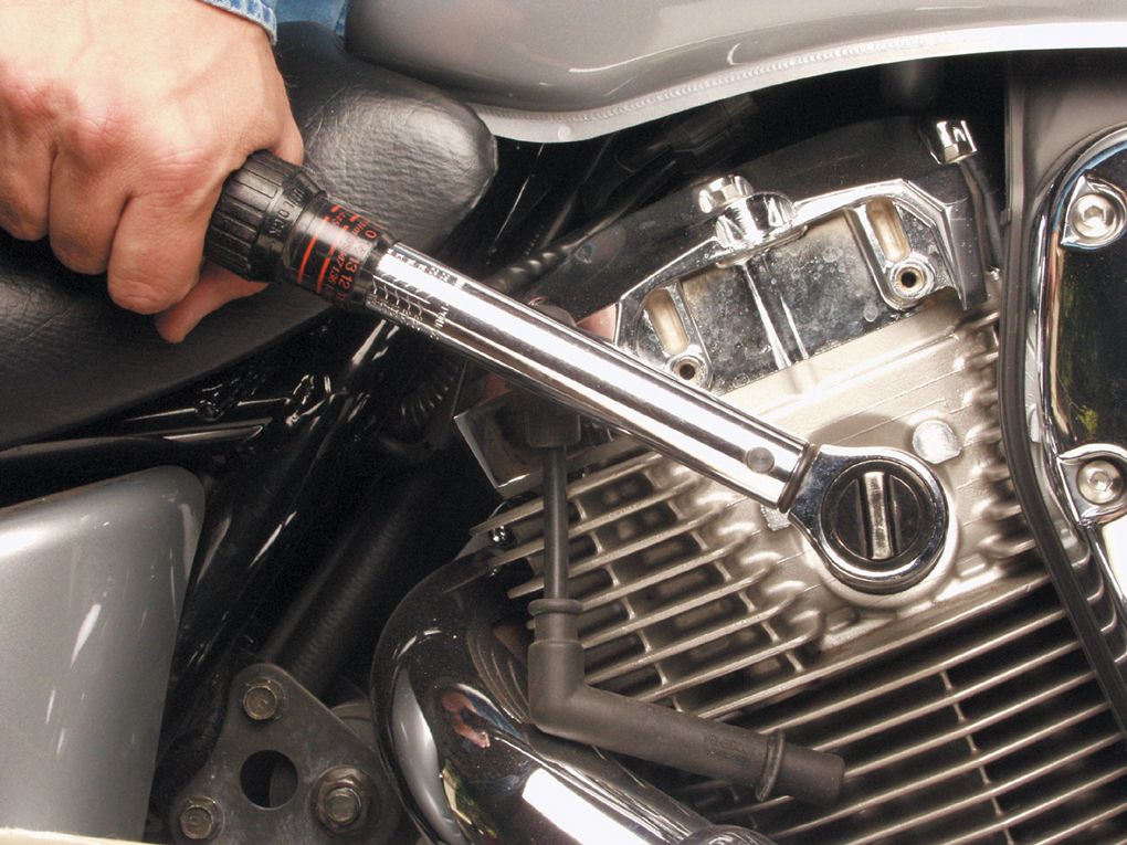 Checking a motorcycle spark plug