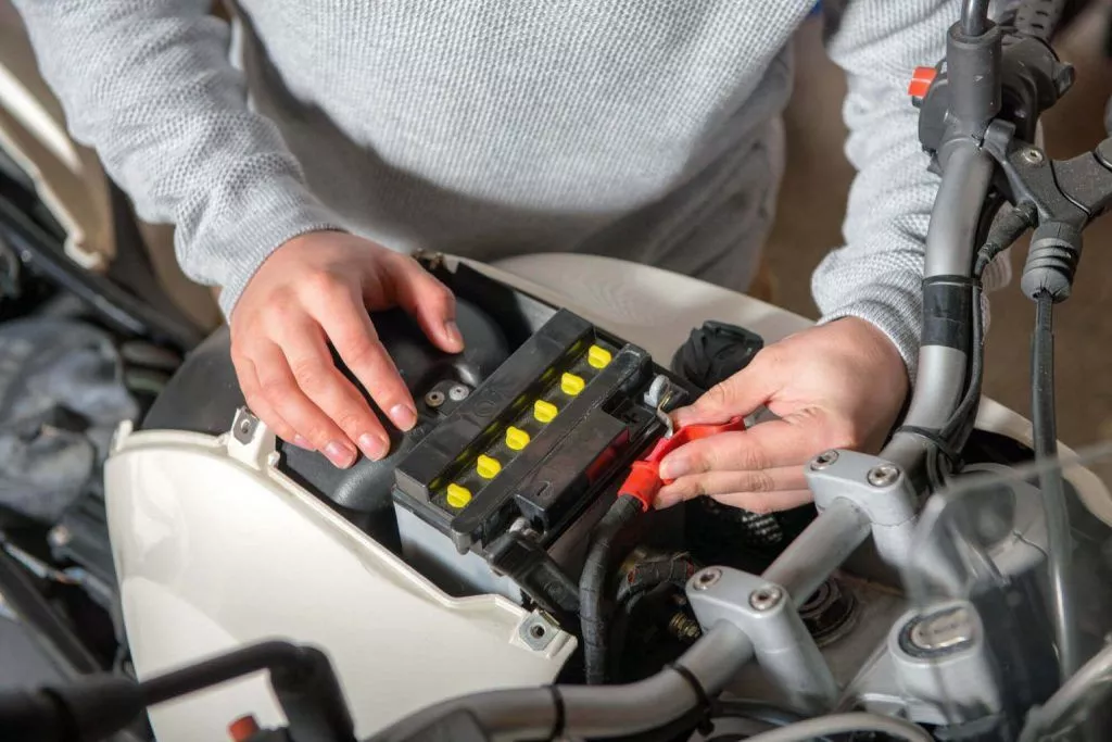Checking a motorcycle battery