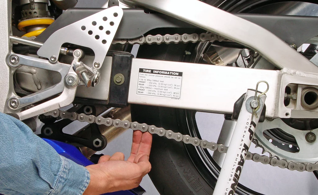 Adjusting a motorcycle chain