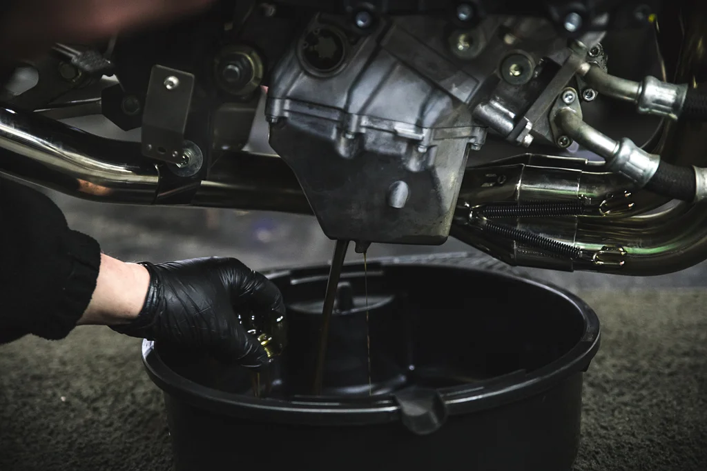 Changing motorcycle engine oil