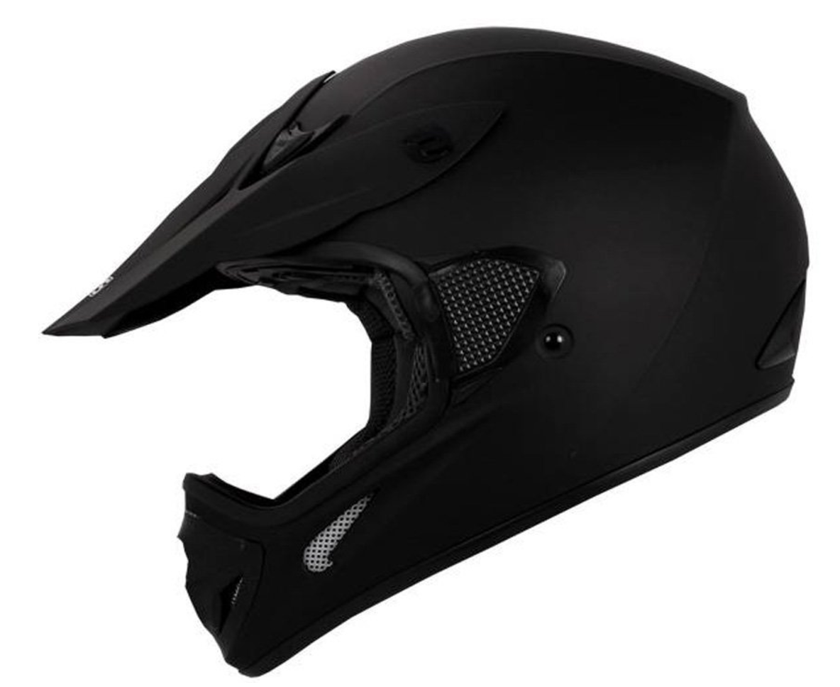 TMS Adult Flat Matte Black Motocross Dirt Bike Helmet