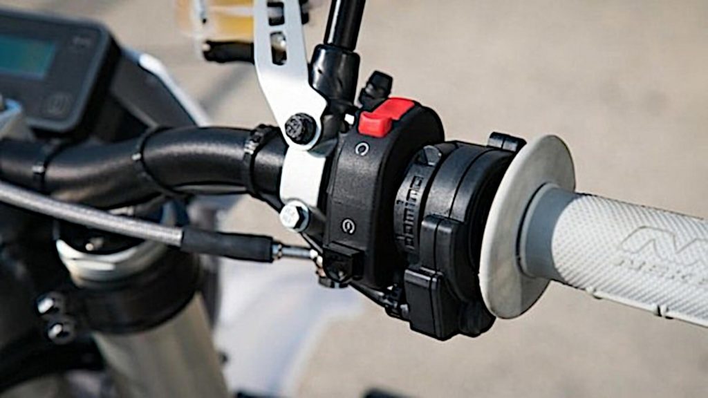 Closeup of motorcycle handlebar