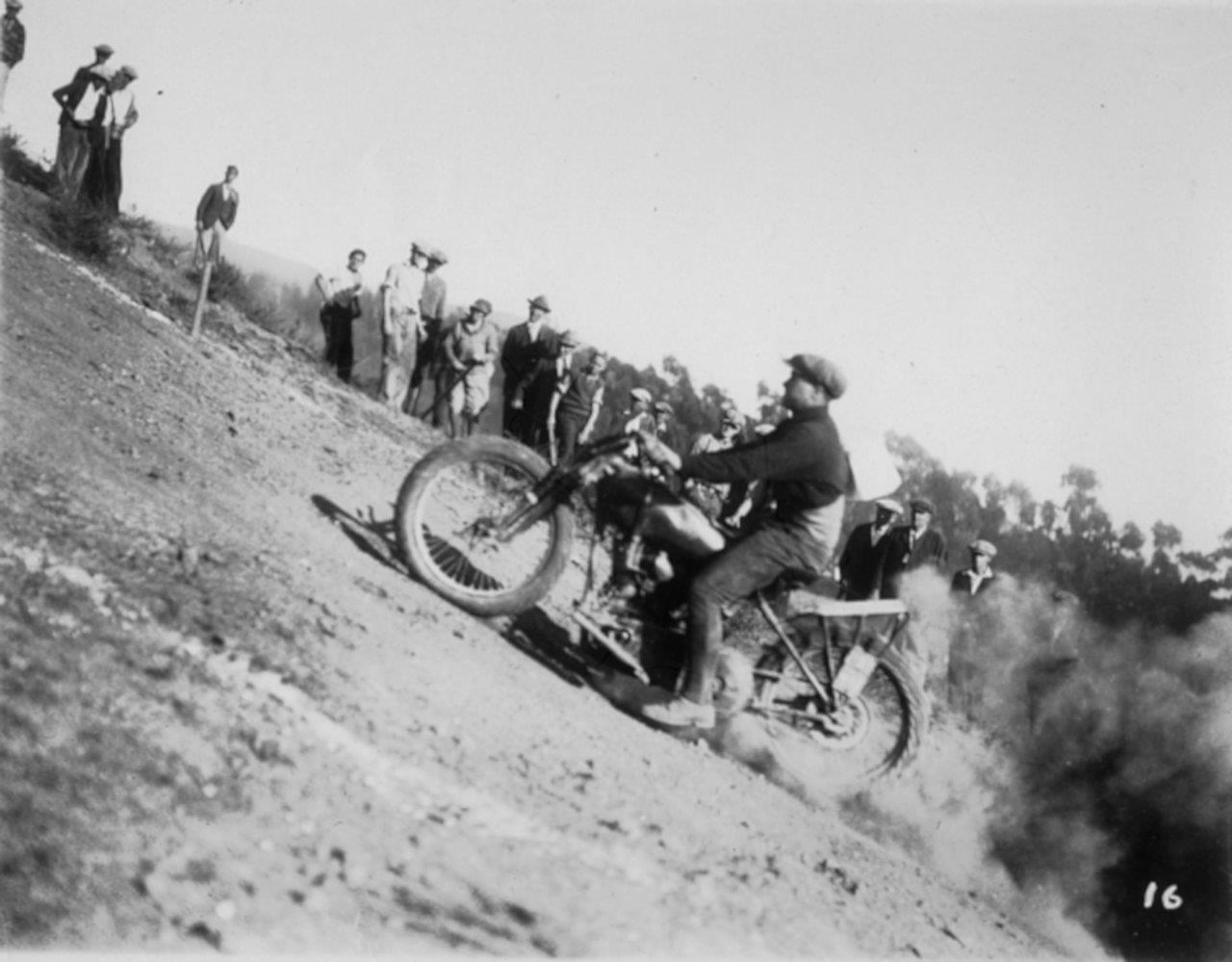 Motorcycle climbing a hill