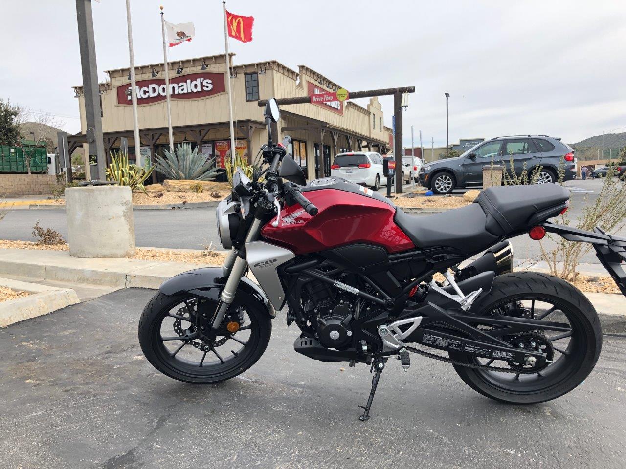 2019 Honda CB300R at the Golden Arches in Acton, California.