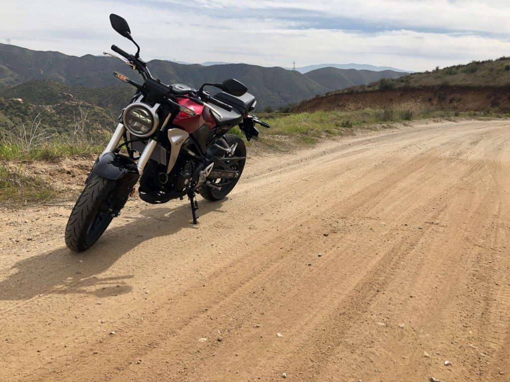 2019 Honda CB300R on dirt road.