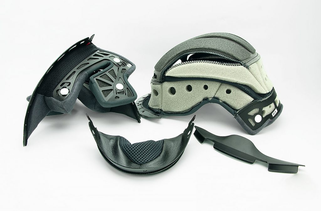 Shoei GT Air helmet liner and padding.