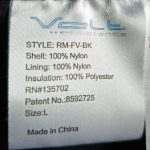 volt heat fusion heated vest manufacturing tag