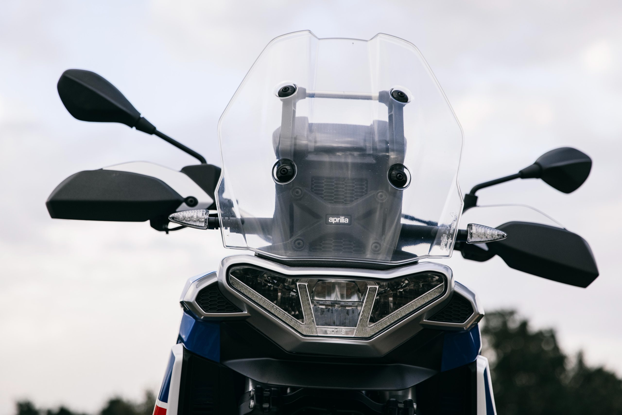 Close up of windscreen on Aprilia motorcycle
