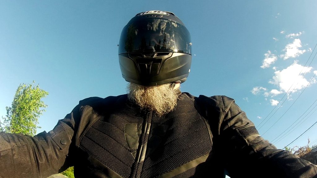 Author looking way down the road when riding motorcycle