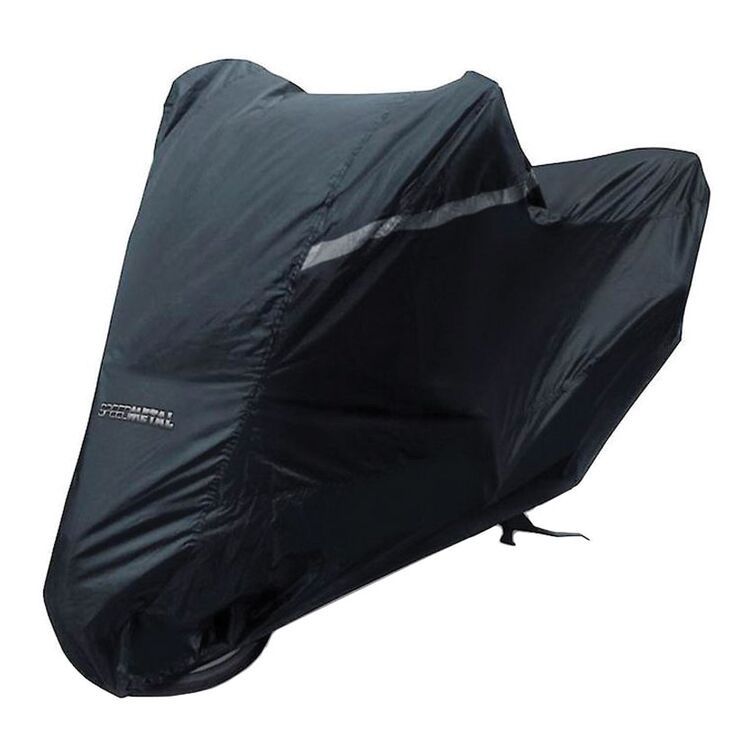 Motorcycle cover on motorcycle