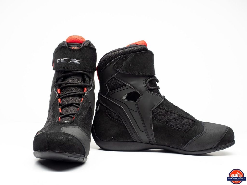 Motorcycle boots for warm weather on white background
