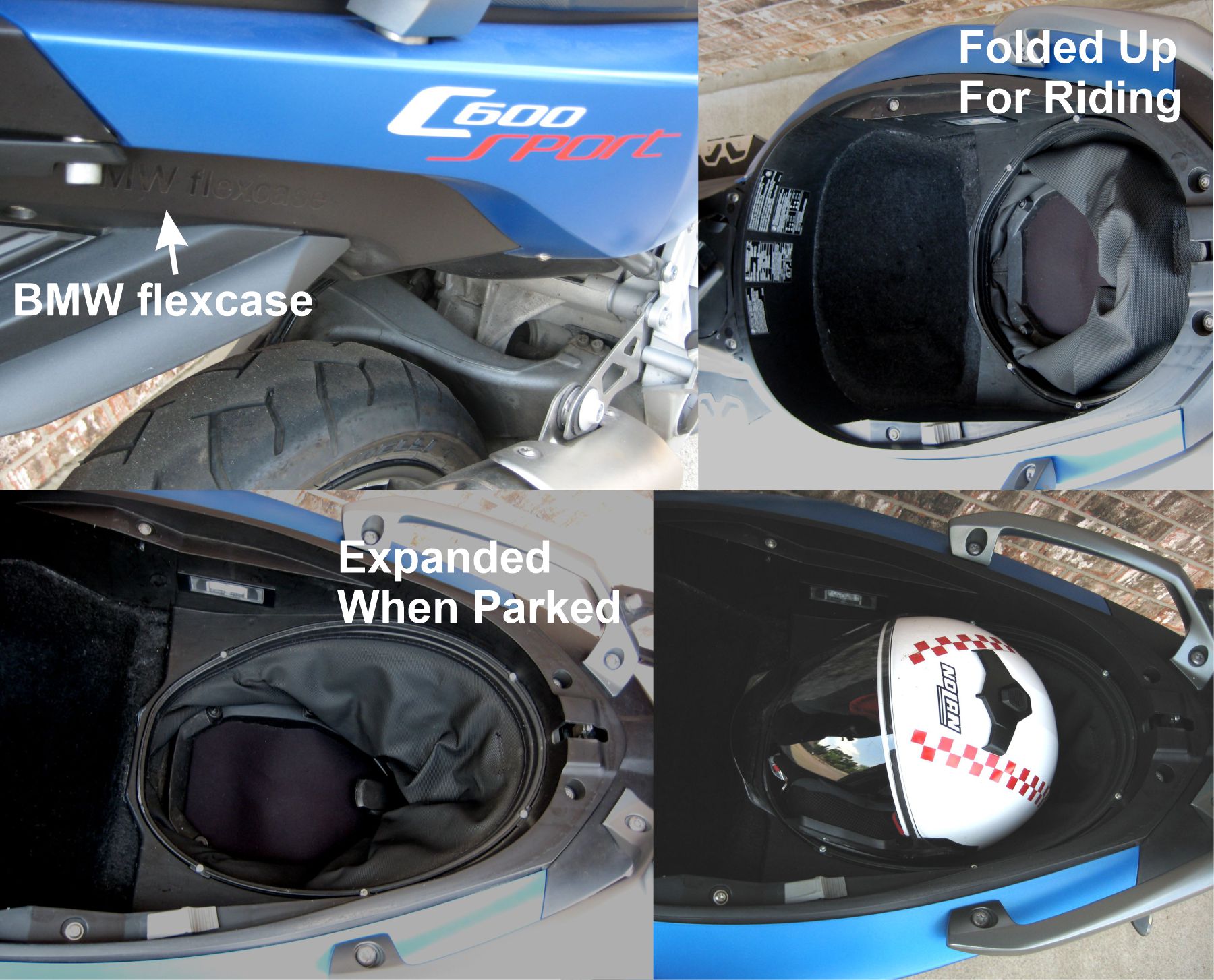 Various photos of the flexcase configuration for storage
