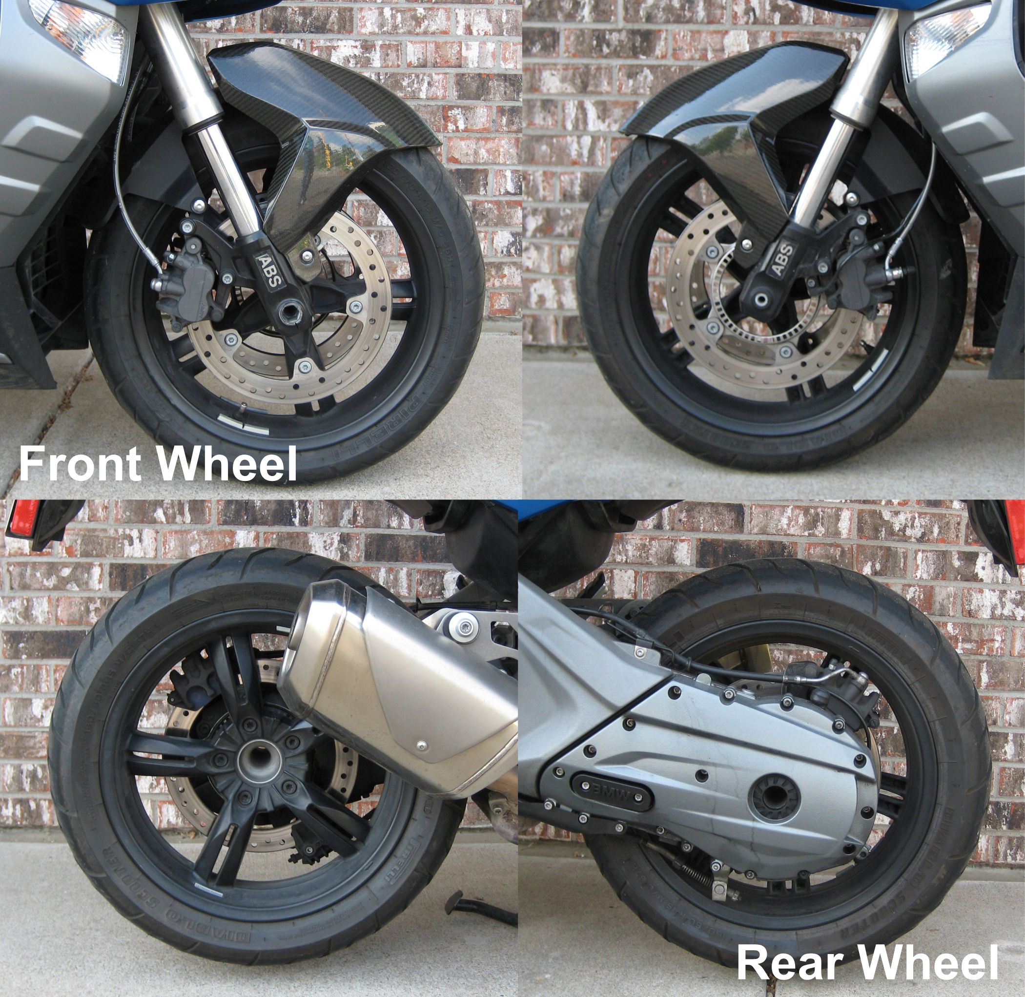 Front and Rear wheel of BMW C600 Sport