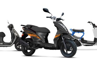 Collage of 2022 scooters on white background