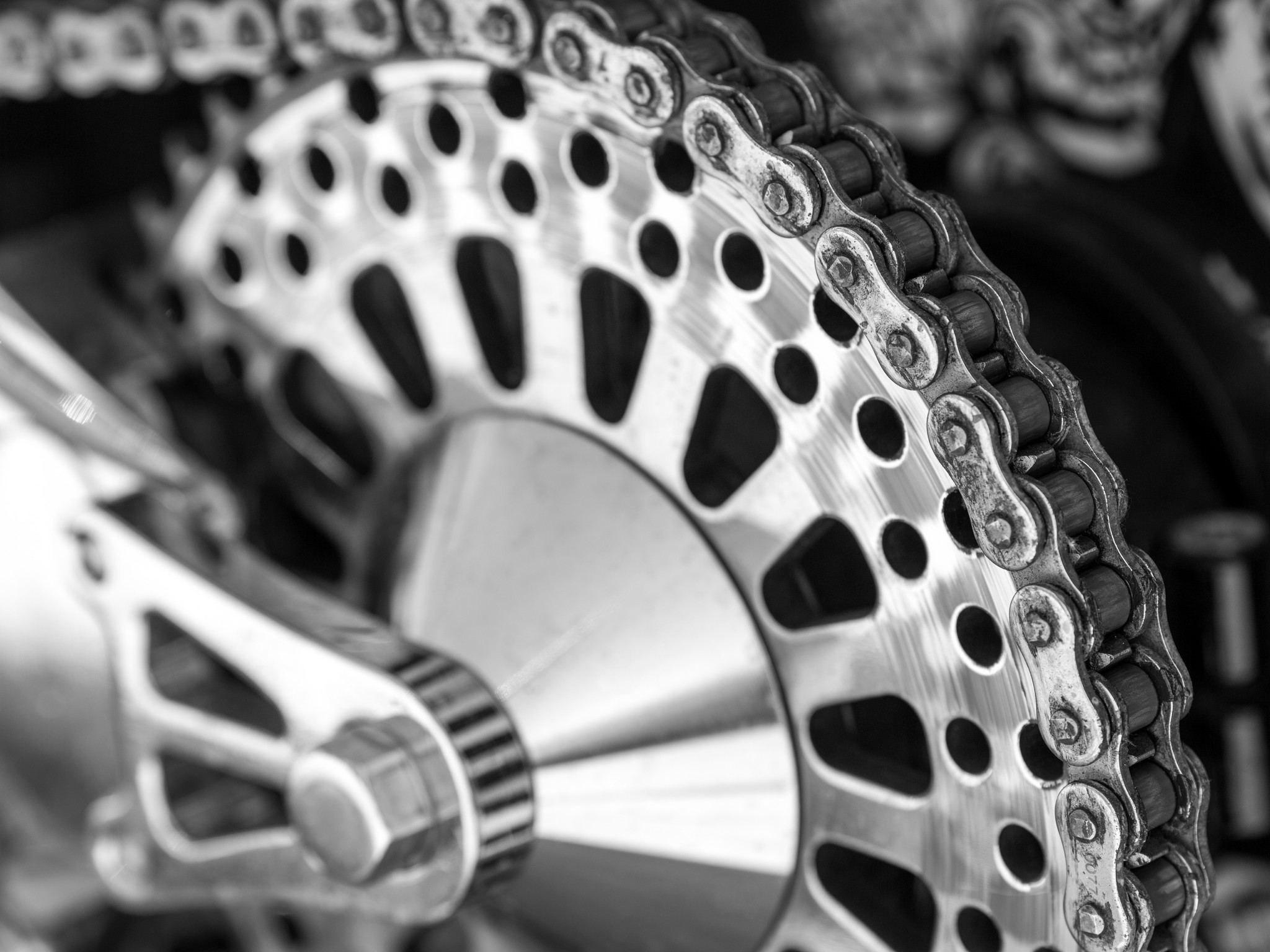 Detail of a motorcycle rear chain